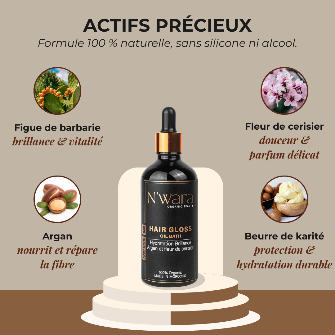 03 Hair Gloss – Huile capillaire 100 % naturelle, brillance et réparation