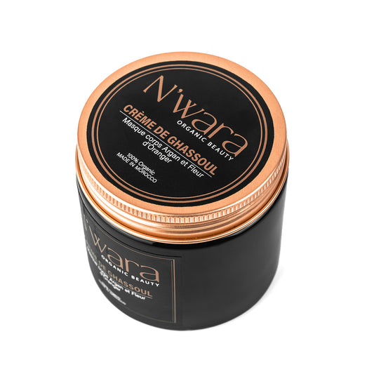 Crème de ghassoul à la fleur d’oranger masque corps